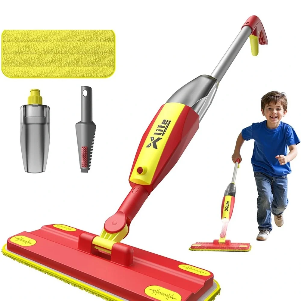Kids Red and Yellow Real Floor Mop with Accessories